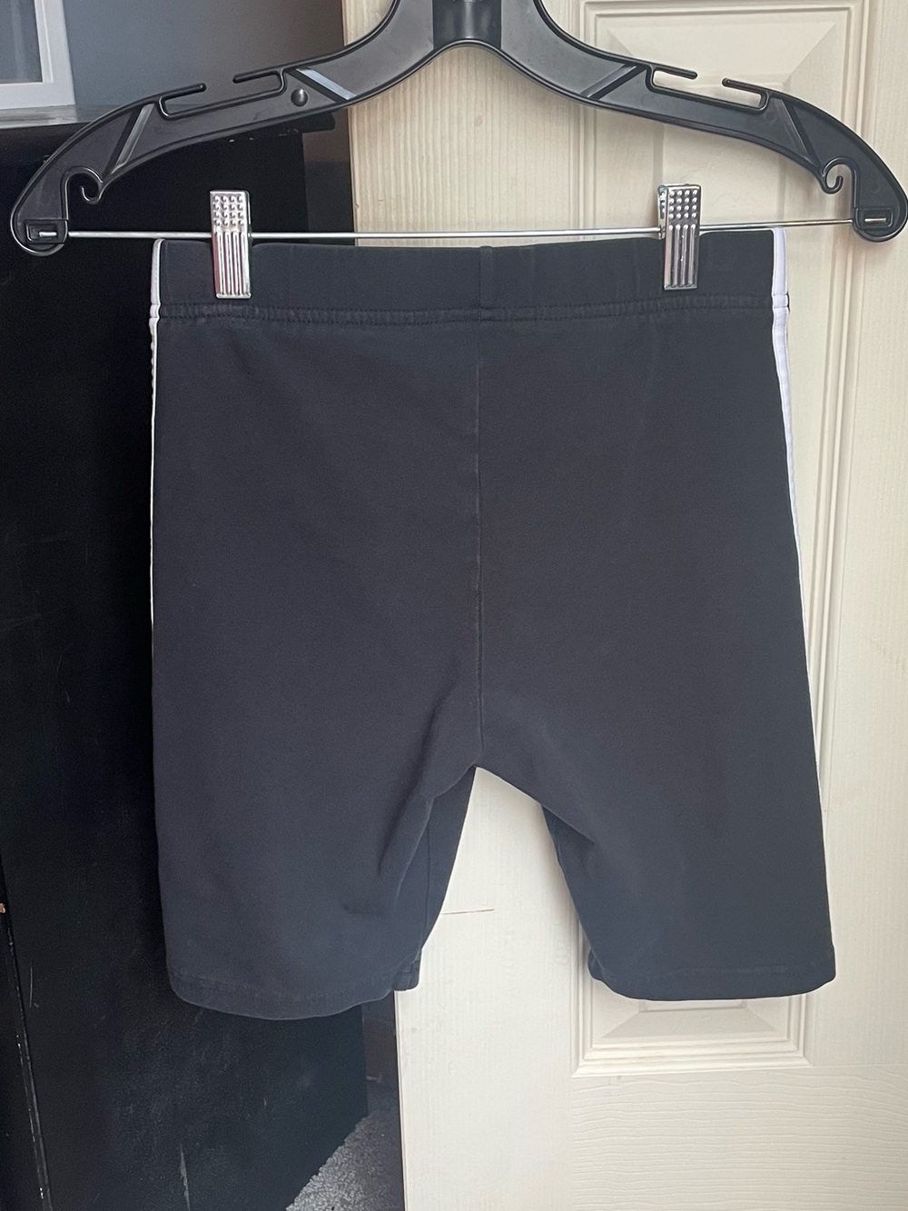 adidas Black Bike Shorts with White Side Stripes - Picture 2 of 3